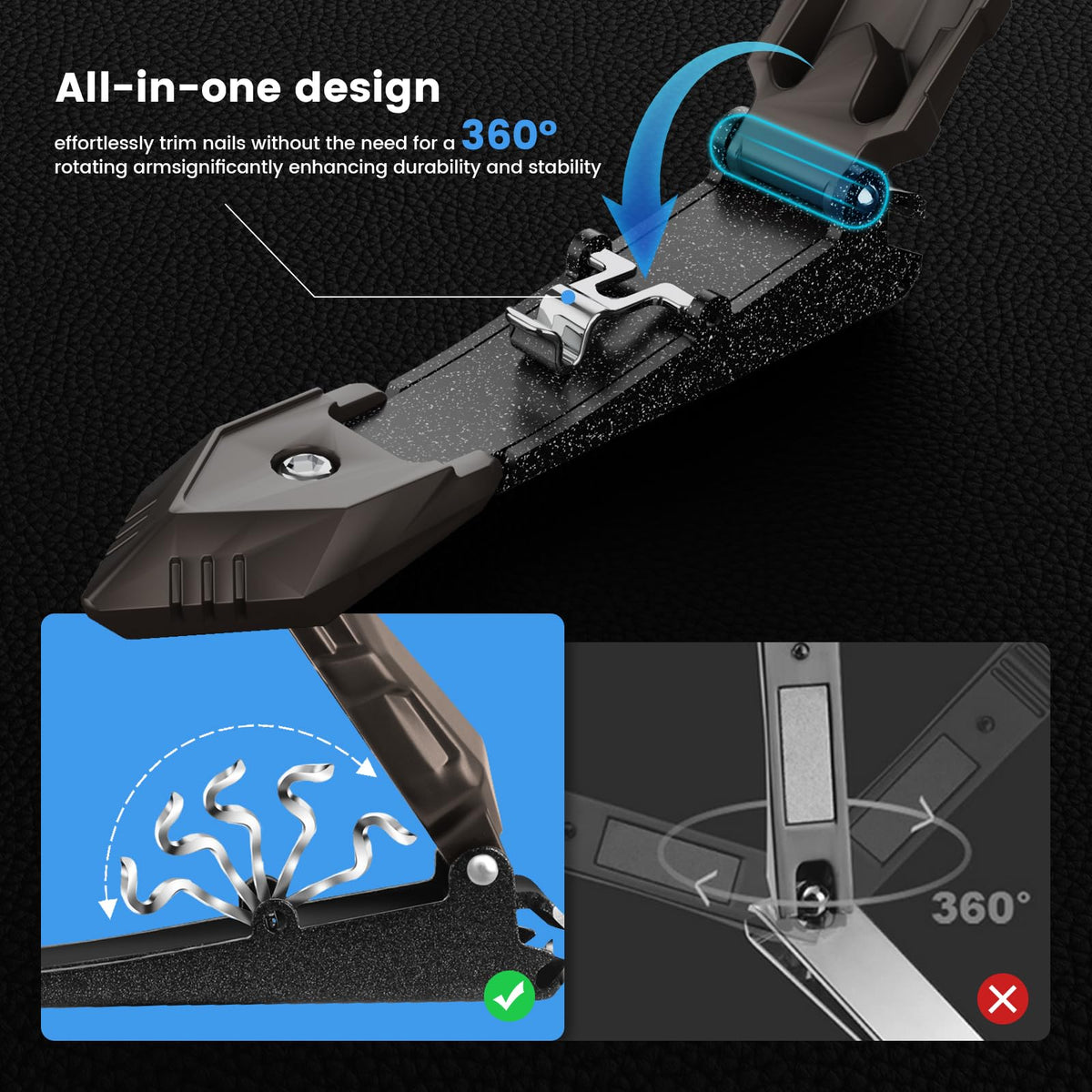 Inxen nail clipper with clippings storage compartment