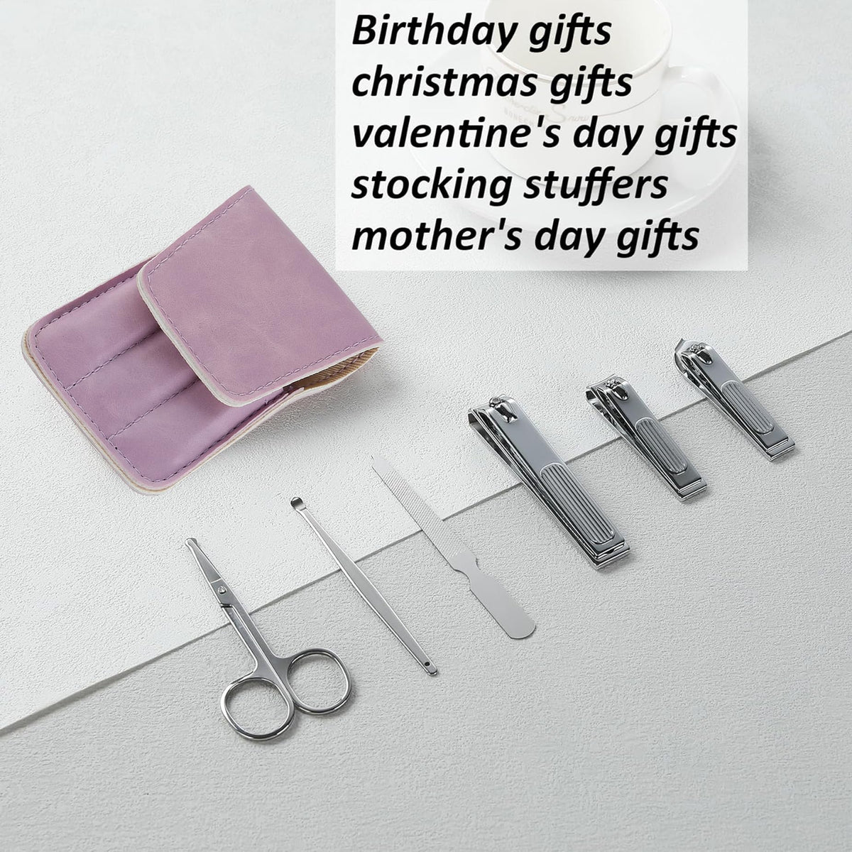 Side profile of Eonakry nail clipper set with snap closure