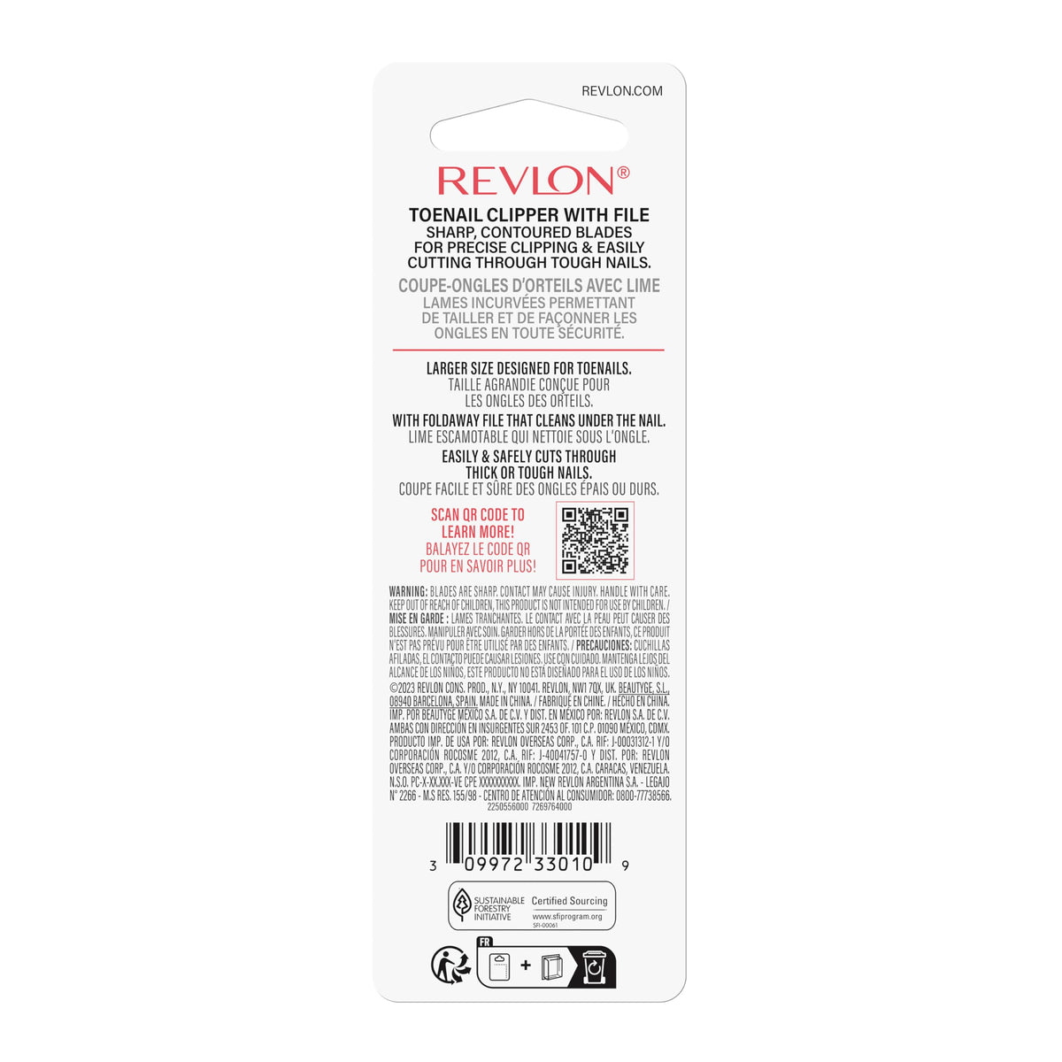Ergonomic lever-action view of Revlon toenail clipper
