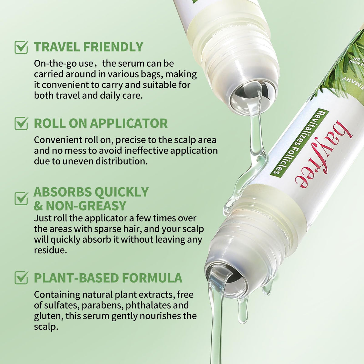 Premium rosemary thickening hair serum container for targeted scalp treatment.