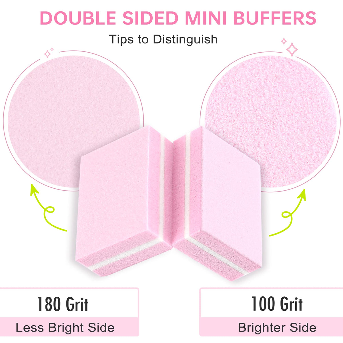 Stack of pink mini nail buffer blocks for manicure