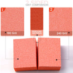 Close up of orange Maryton dual grit nail buffer block