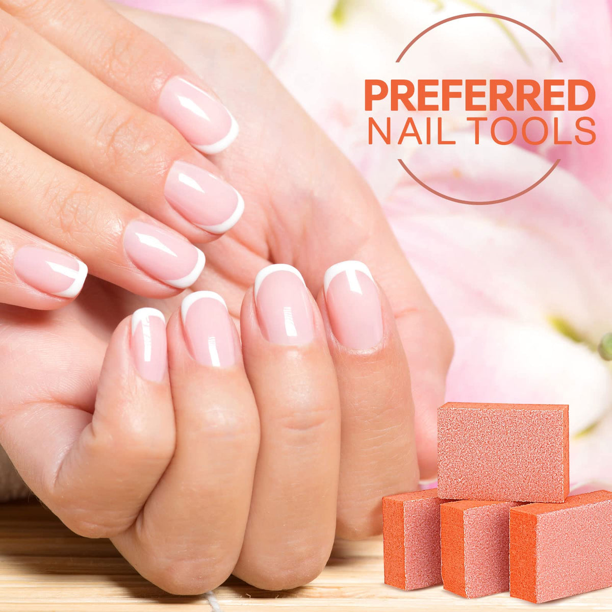 Orange foam nail buffer blocks for manicure