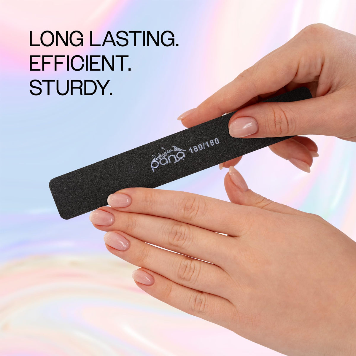 Ergonomic jumbo size nail file held in hand