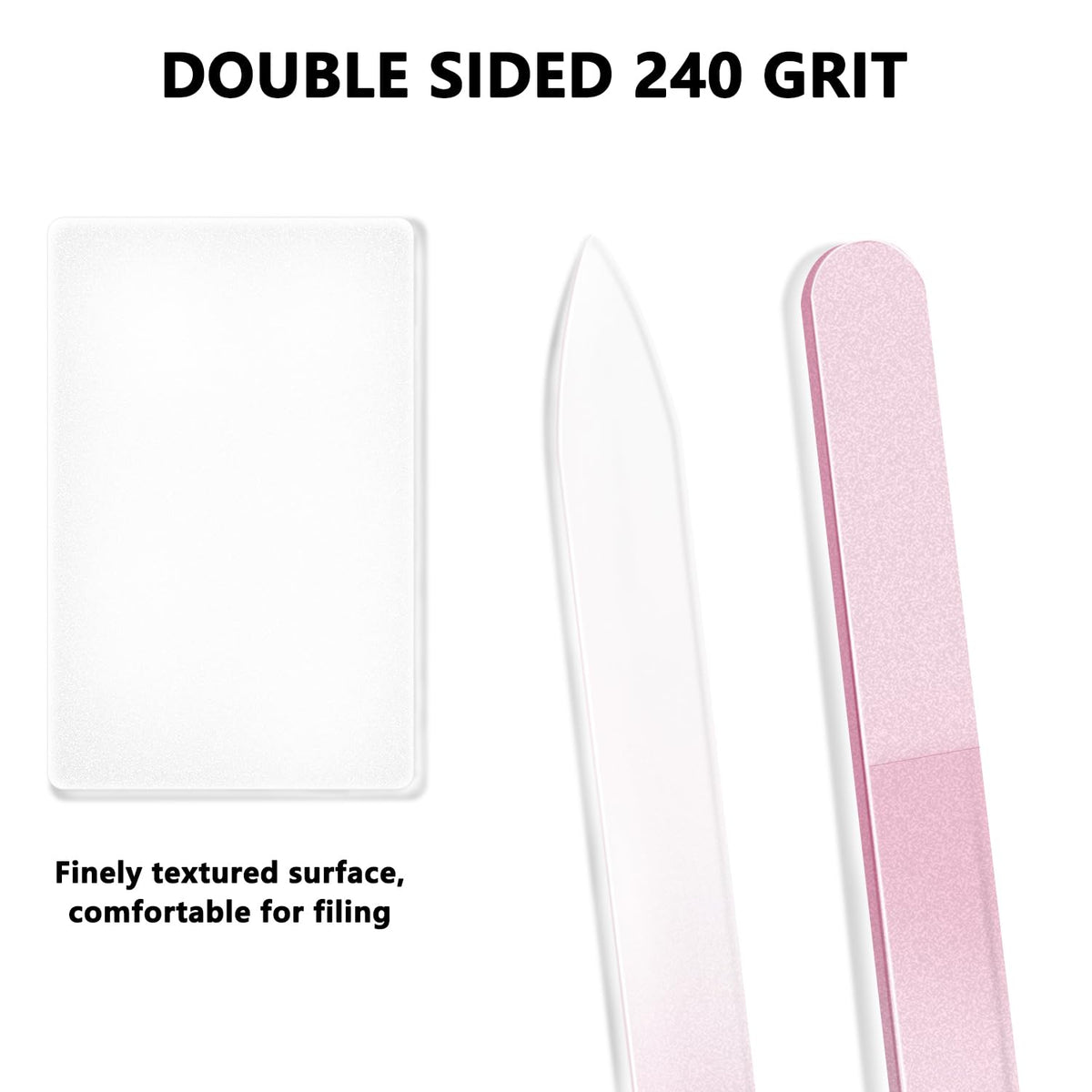Anyi glass nail file set in pink green and blue colors