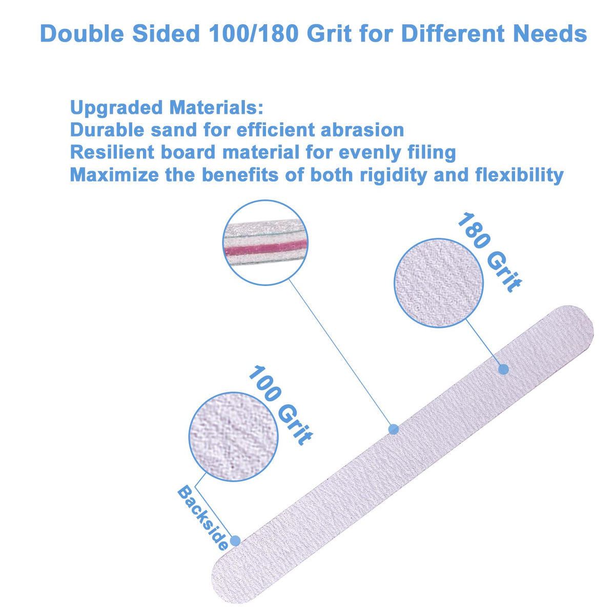 Durable and washable gray nail buffers in a 50 piece set