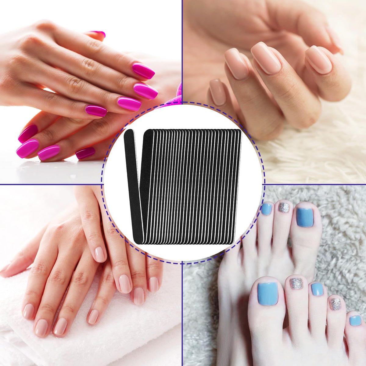 Professional manicure setup with HomeyEra black nail files