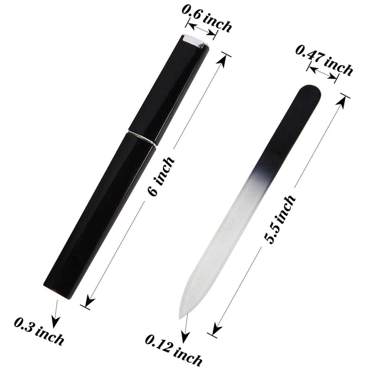 Manicure set including three durable glass files and storage covers
