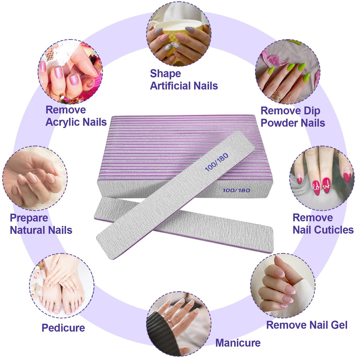 Washable and reusable nail file set showing texture