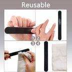 Using coarse 100 grit side for acrylic nail shaping