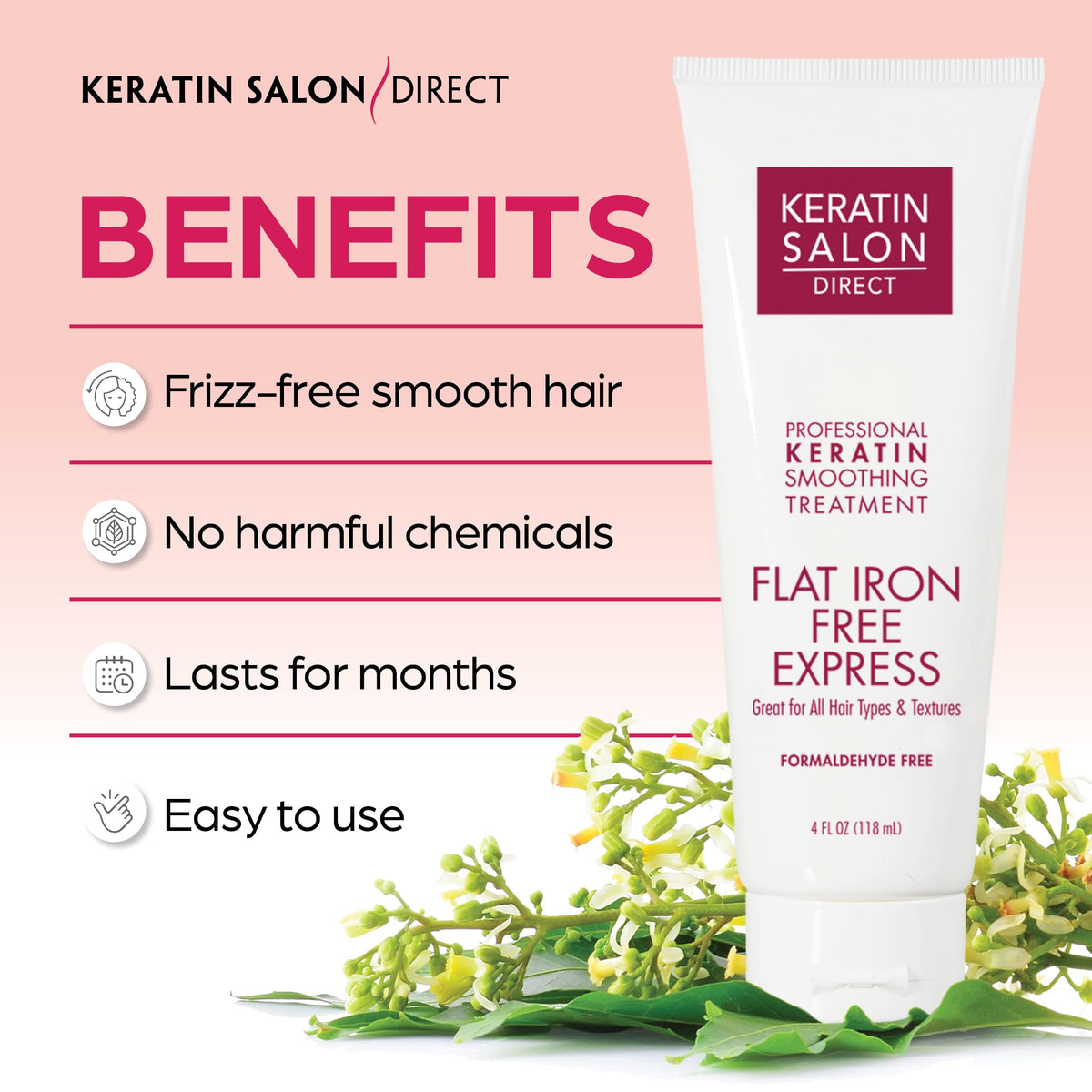 Close up of Keratin Salon Direct hair treatment tube