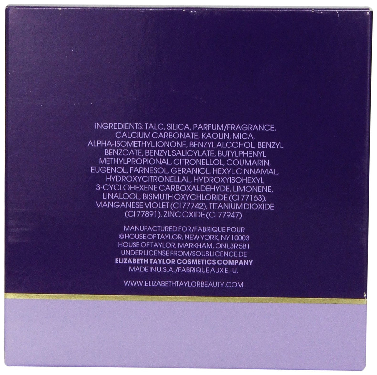 Elizabeth Taylor Passion body powder container showing authentic USA product details