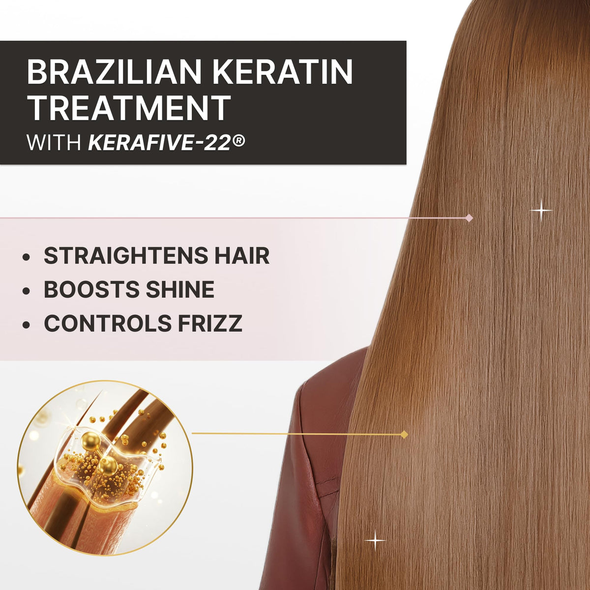 Close up of Fashion Gold keratin treatment bottle label