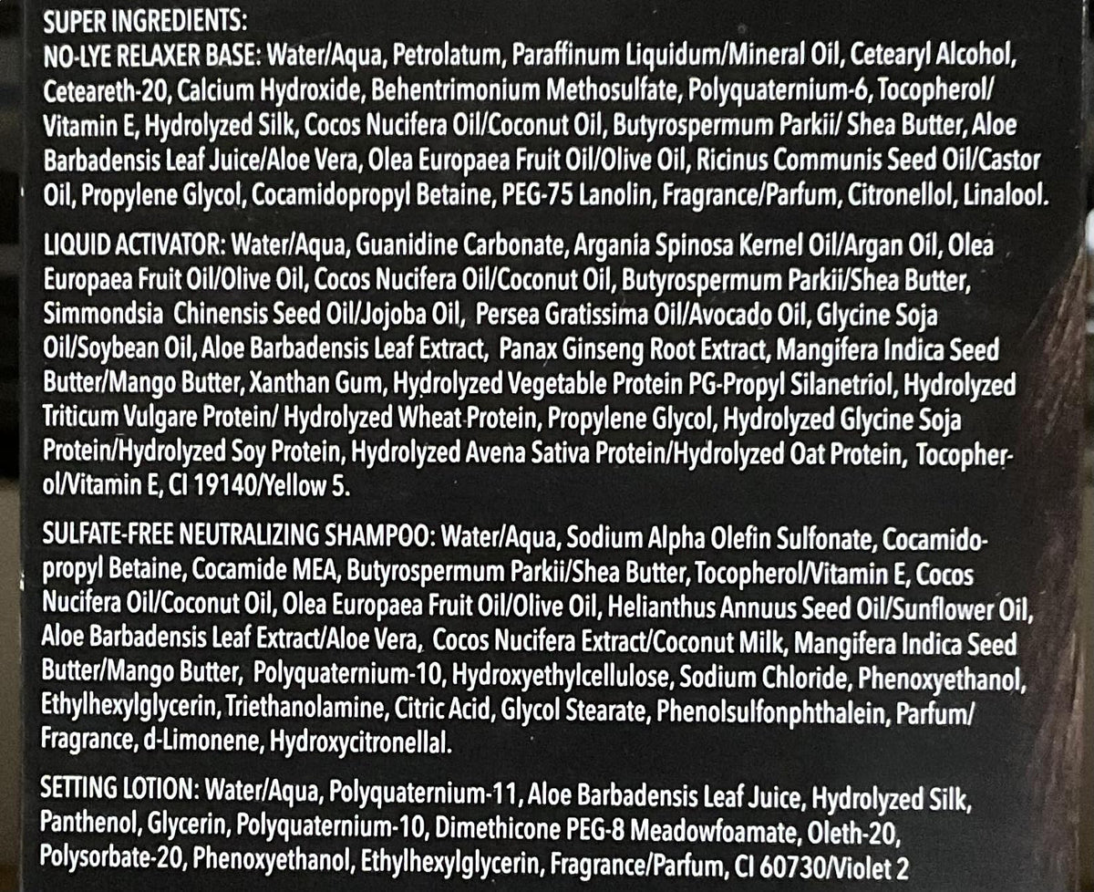 Back of Ultra Sheen Supreme Relaxer box showing application instructions