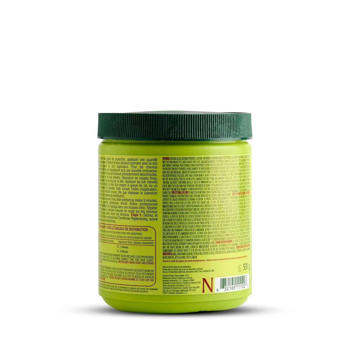 Salon grade ORS olive oil conditioning relaxer cream formulation for silky smooth hair.