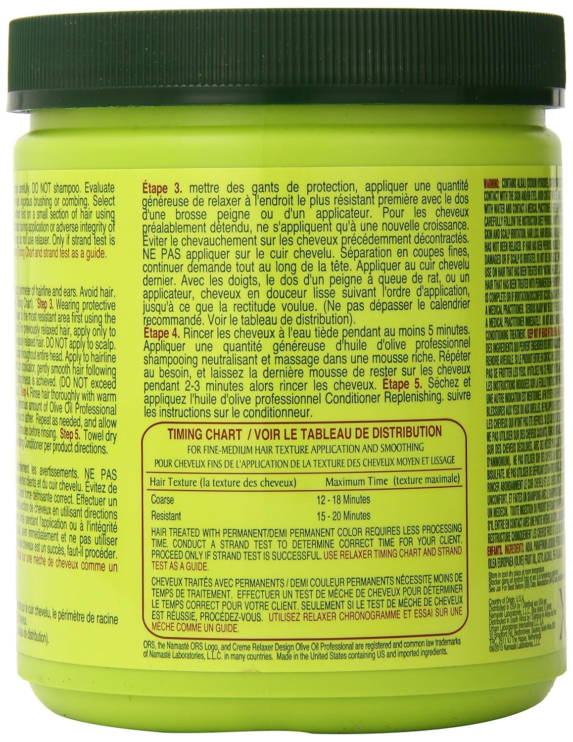 Product label detail of ORS Olive Oil Professional Creme Relaxer