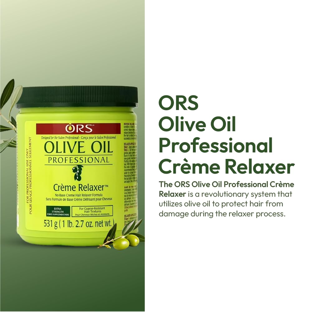 Top view of ORS Olive Oil Professional Creme Relaxer 18.75 Ounce container
