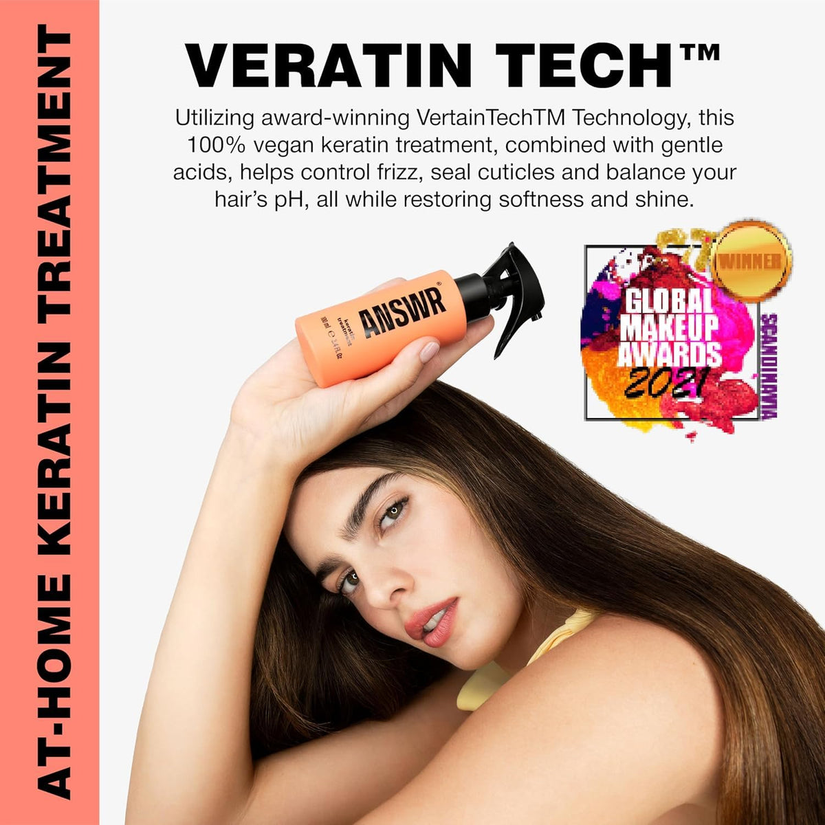 Back label of ANSWR formaldehyde free hair treatment showing application guidelines