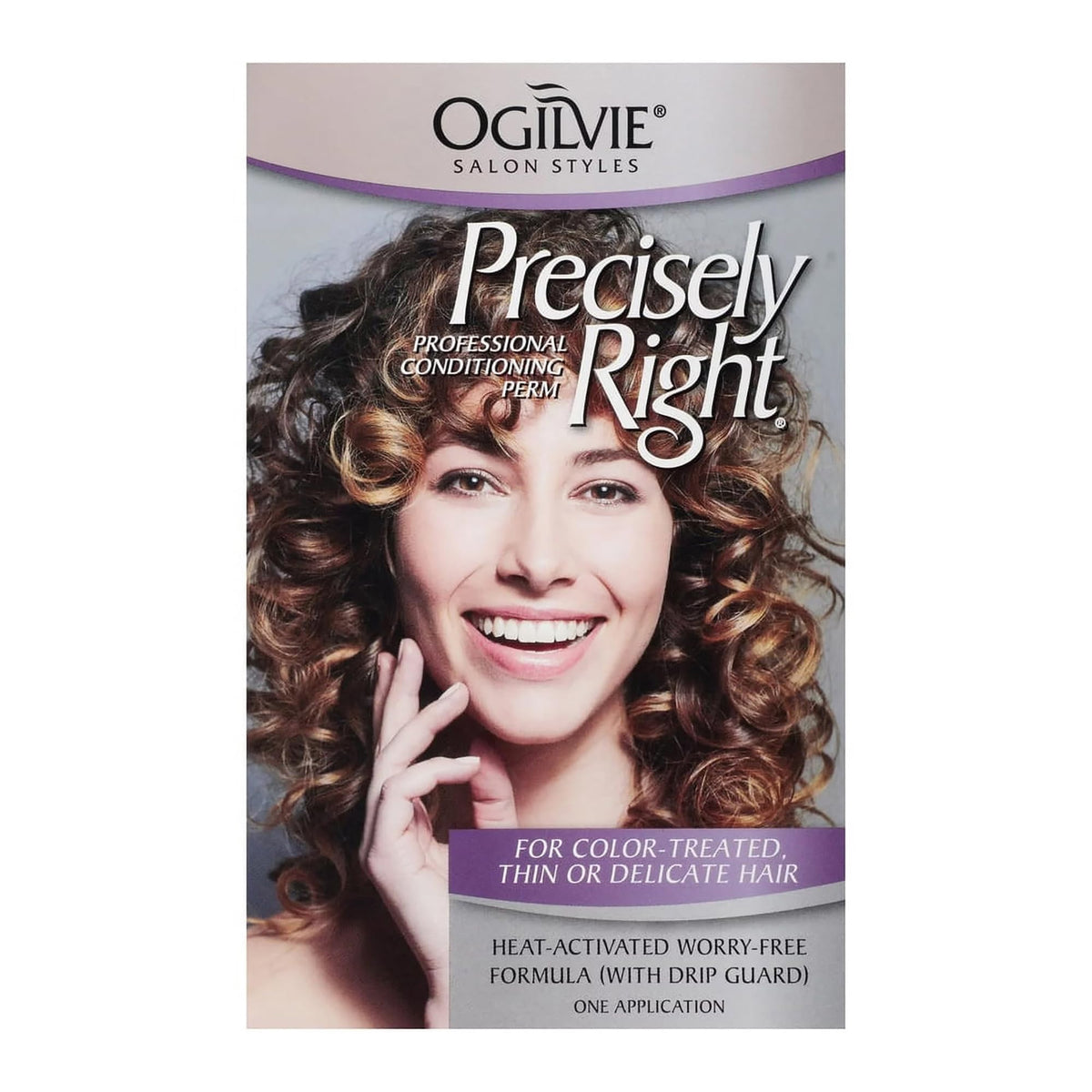 Ogilvie home perm kit box showing text for color treated thin or delicate hair