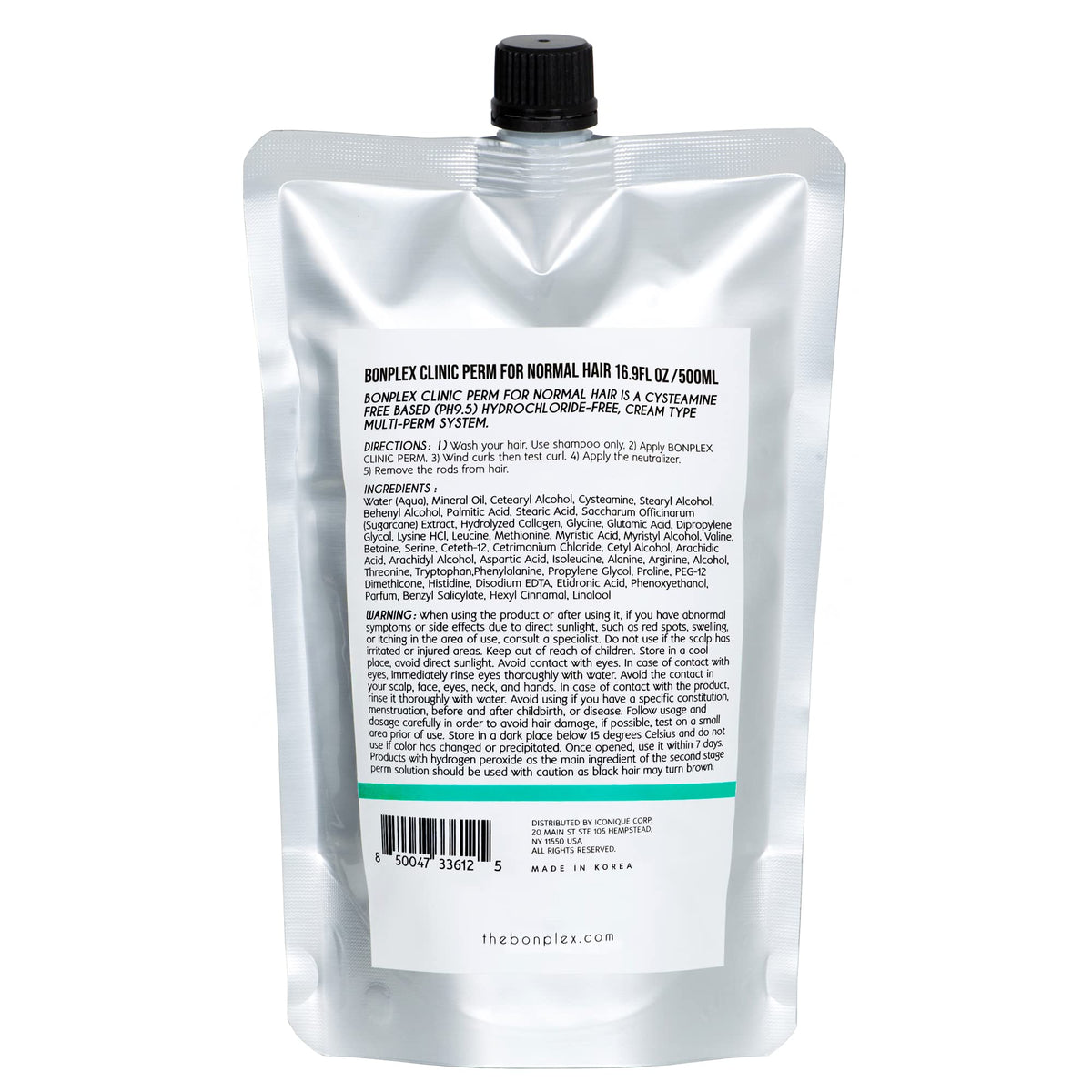 BONPLEX multi perm system 500ml packaging detailing cysteamine formula benefits.