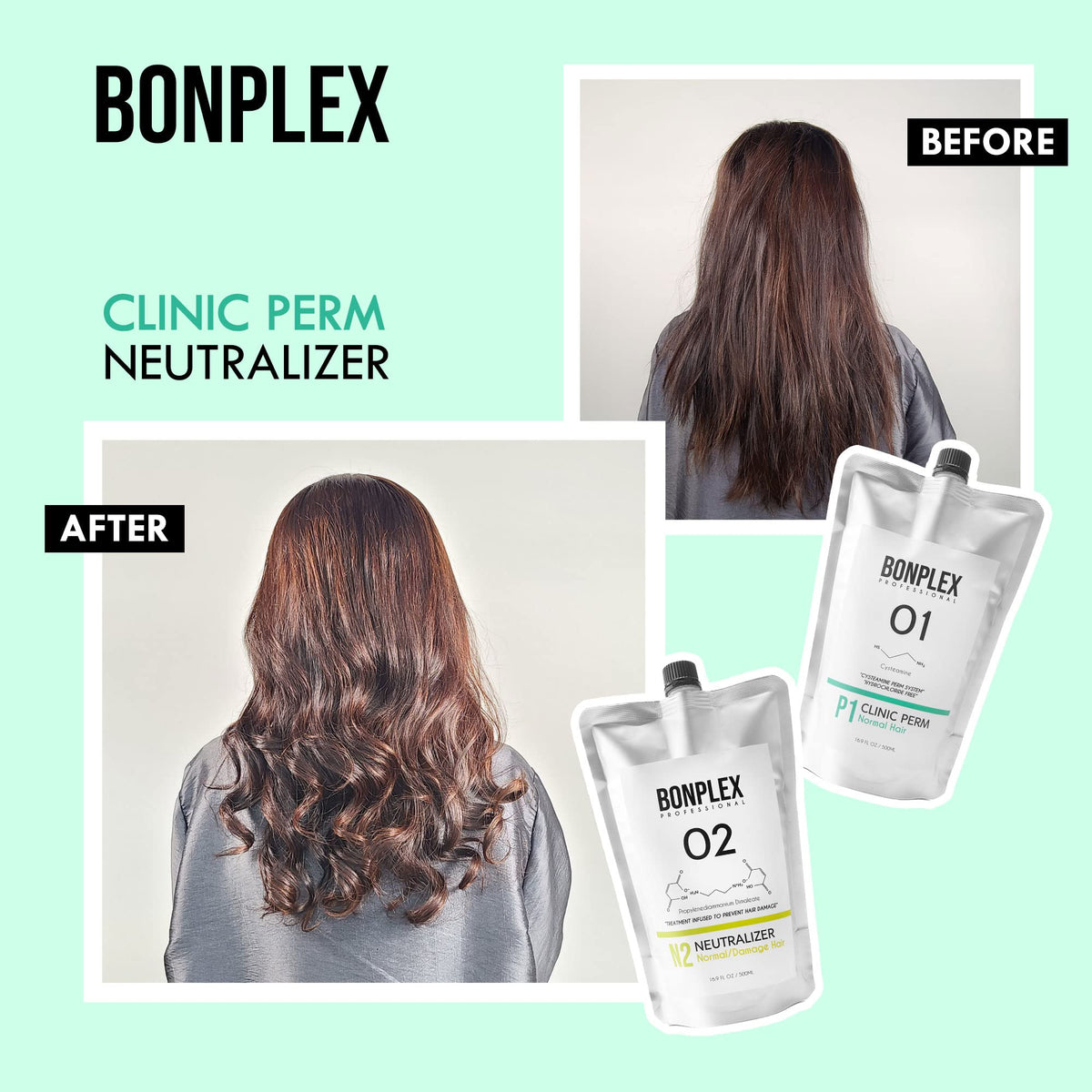 USA imported BONPLEX professional salon hair waving cream packaging.