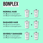BONPLEX clinic perm cream for normal and damaged hair types showing product size.