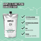 Bonplex Clinic Perm cream formula texture illustration next to the imported product pouch.