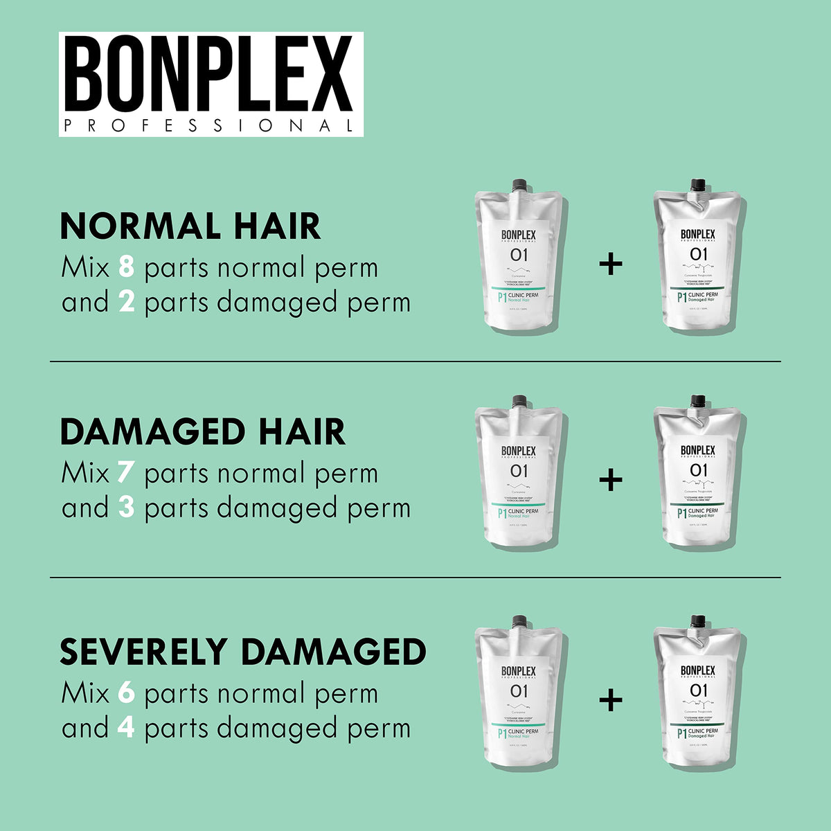 Bonplex Clinic Perm pouch displaying the 500 milliliter volume size for delicate hair.