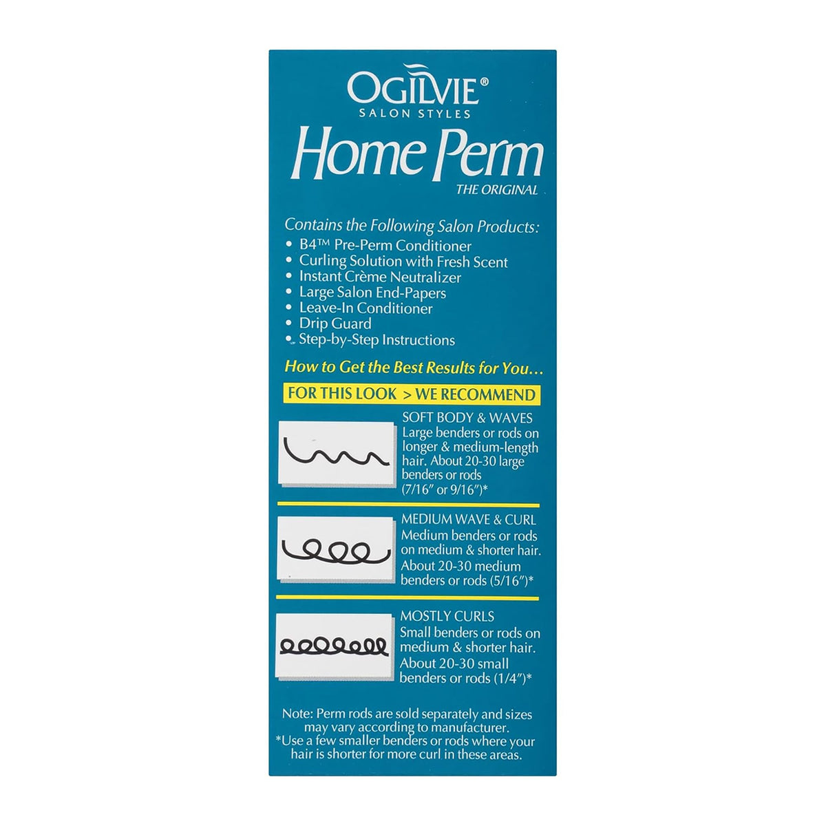 Ogilvie home perm waving lotion and neutralizer bottles unboxed for visual reference.