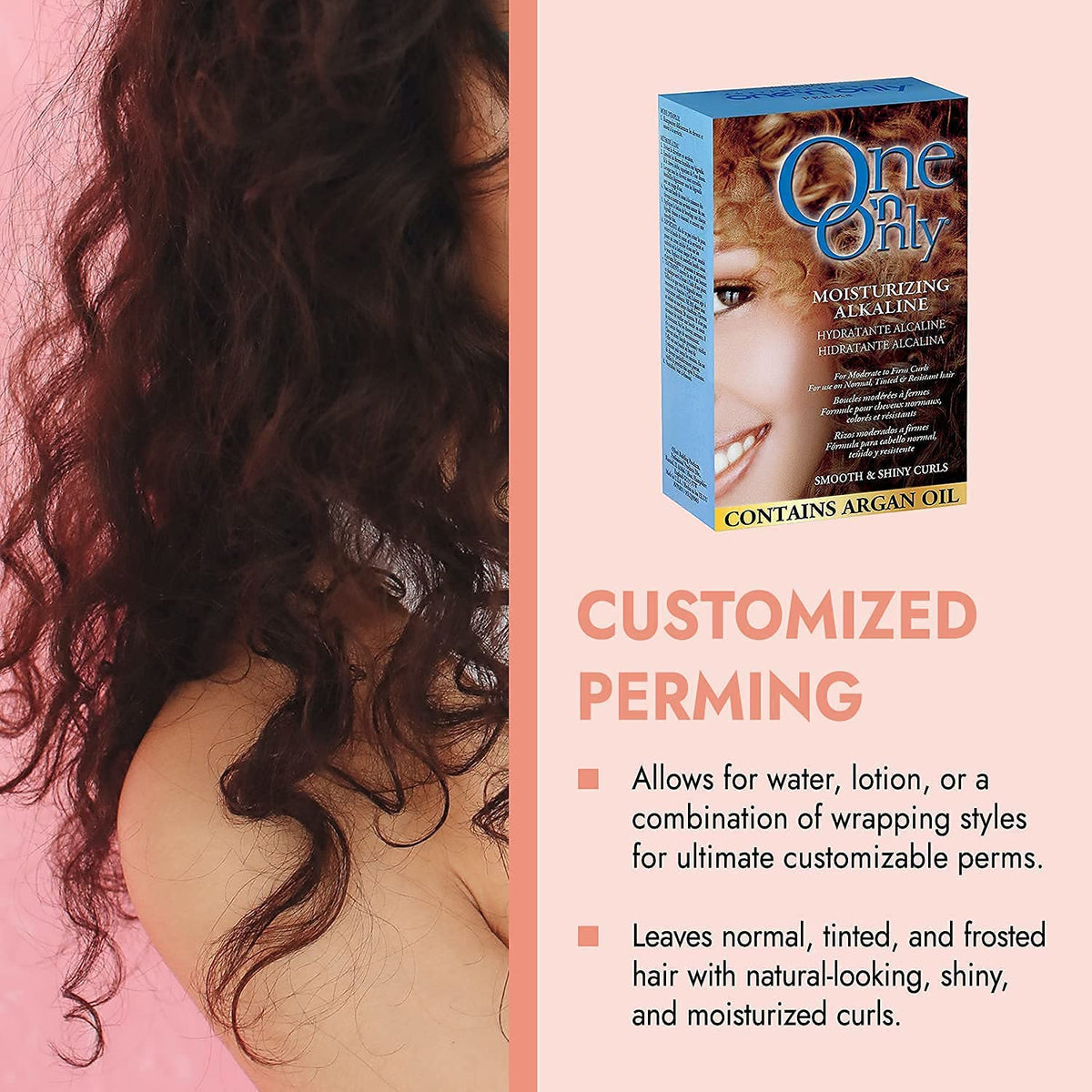 One 'N Only Moisturizing Alkaline Perm Treatment top view illustrating original imported packaging seals