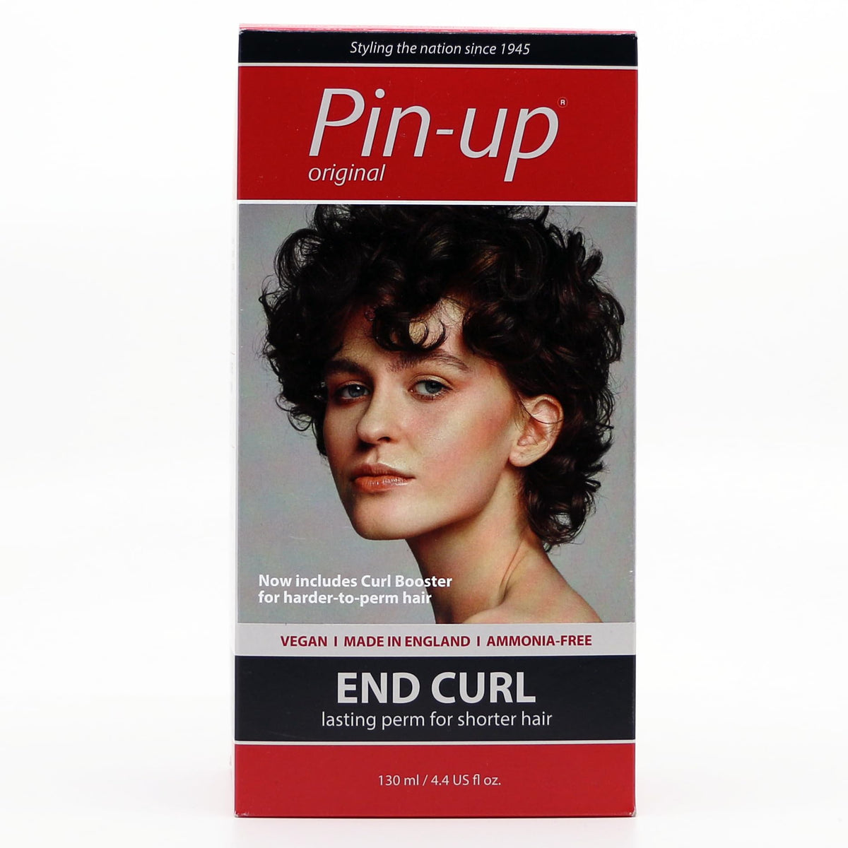 Pin-Up permanent hair curling kit for short hair sections showing protein rich ingredients.