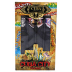 Close up view of the signature cigar-inspired glass bottles from the Cuba City fragrance sampler set.