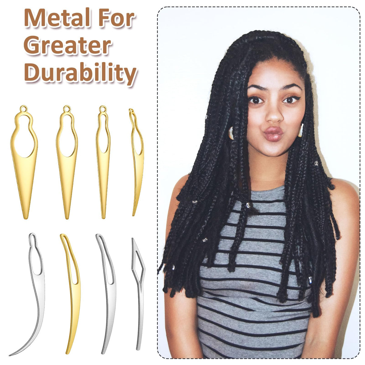 YQQYG zinc alloy loc tools close up showcasing the smooth snag free metallic finish