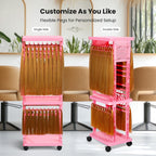 Sunnacate pink mobile hair holder for braiding hair with rolling wheels locked in place