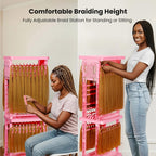 Close up of customizable pegboards and rows on the professional salon hair extension hanger