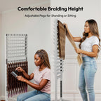 Complete seventeen piece braiding toolkit including magnetic pin holder and parting rings on the Sunnacate rack.