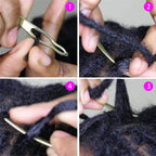 Close up view of the loop hole design on the alloy hair locking needle