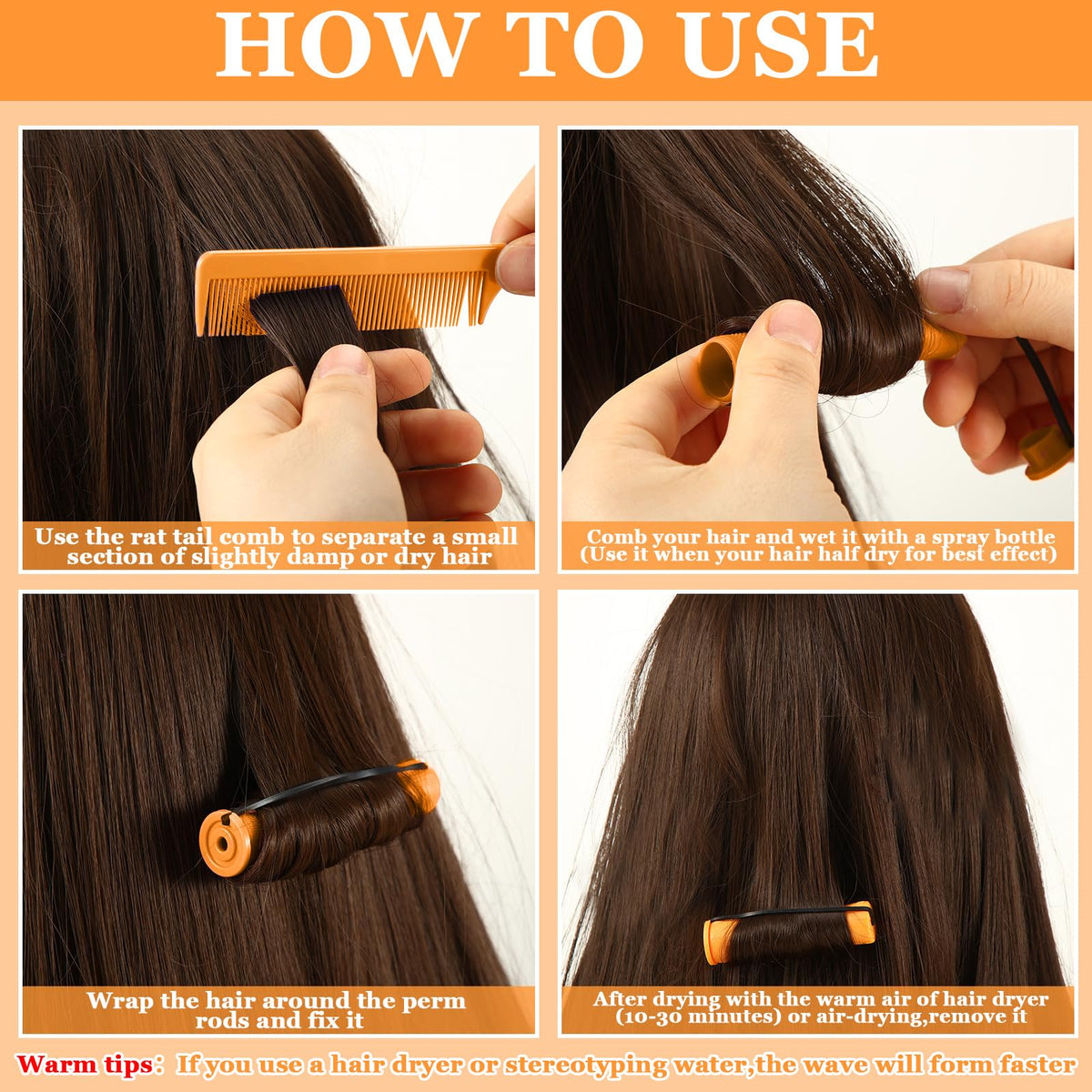 ProSuites heatless curling rollers set demonstrating how the steel duckbill clips secure hair sections during styling.
