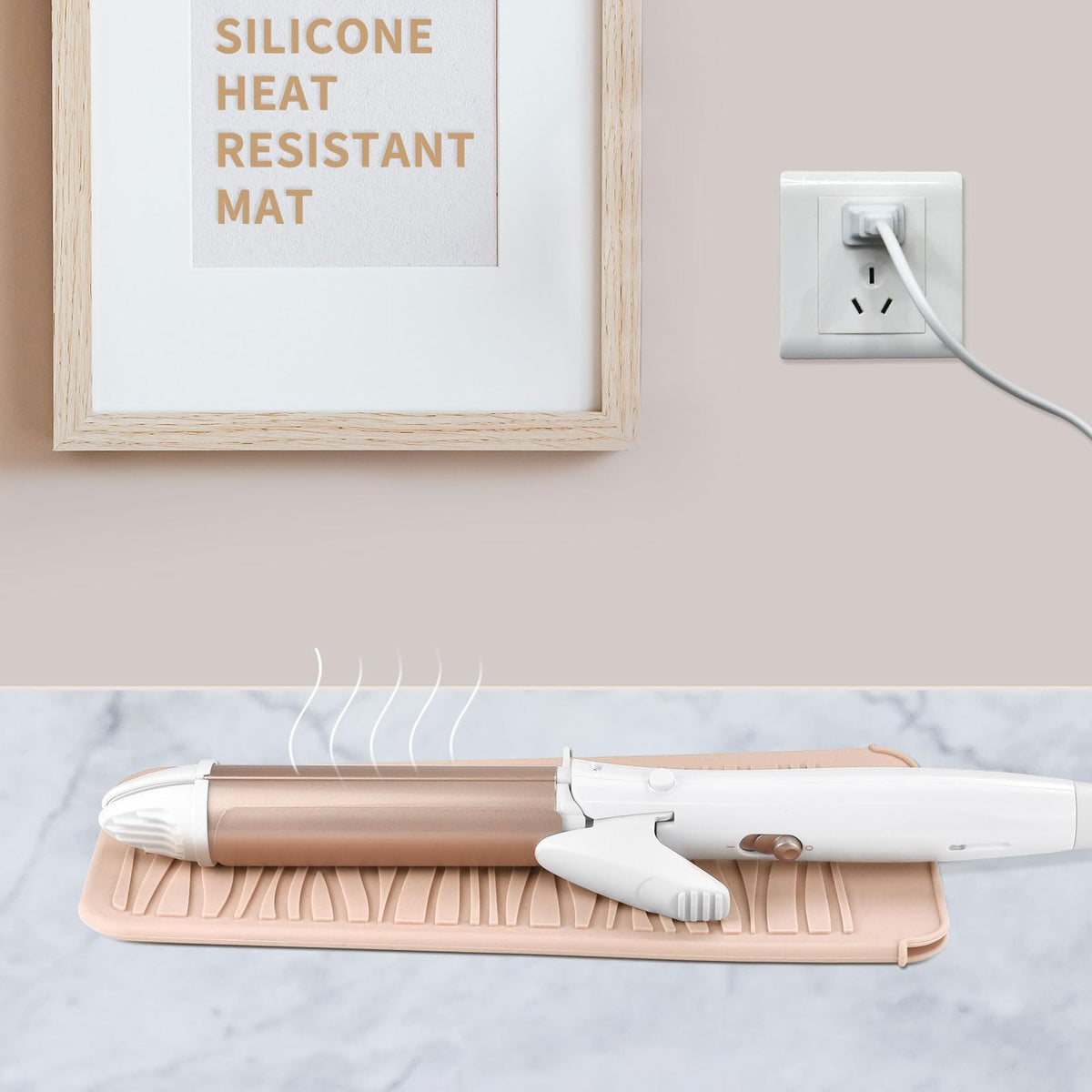 Flexible silicone hair tool storage organizer being washed under warm running water