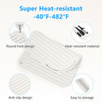 Quccefods silicone hot hair tools pad with curling iron and flat iron resting safely on top
