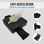 Adjustable elastic strap overview on the Kallory hair salon paper dispenser box