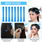 Close up view of the durable plastic curling rollers with rubber bands.