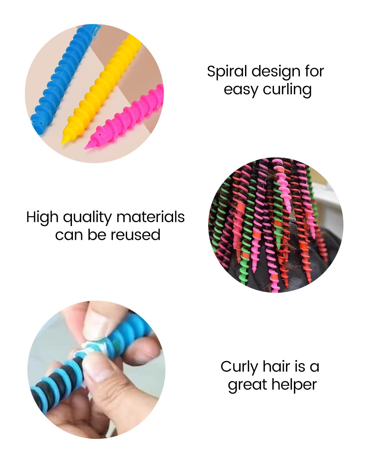 A collection of twenty heatless hair ties and spiral perm sticks arranged together for natural wave creation.