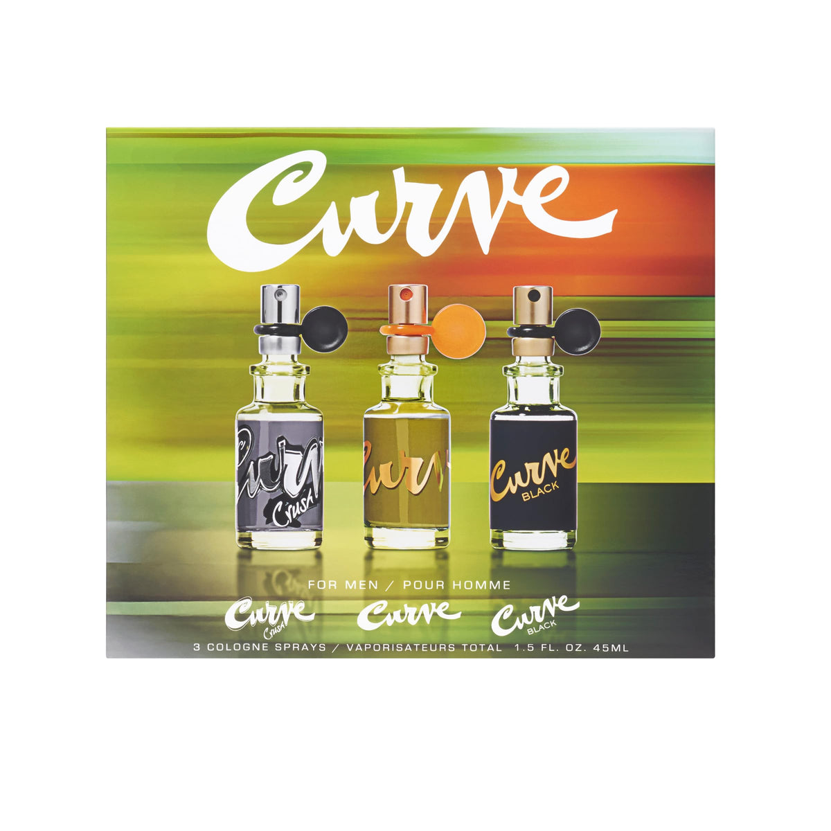 Three bottles of Curve perfume for men side by side