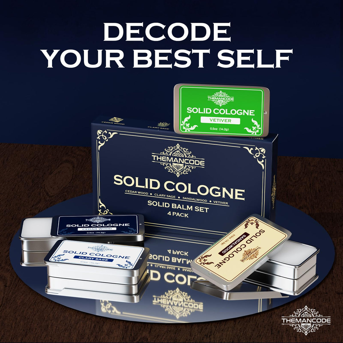 Pocket sized masculine solid cologne balm set