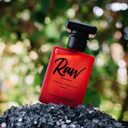 Close up of RawChemistry pheromone cologne branding