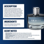 Particle Gravité woody citrus fragrance bottle on display