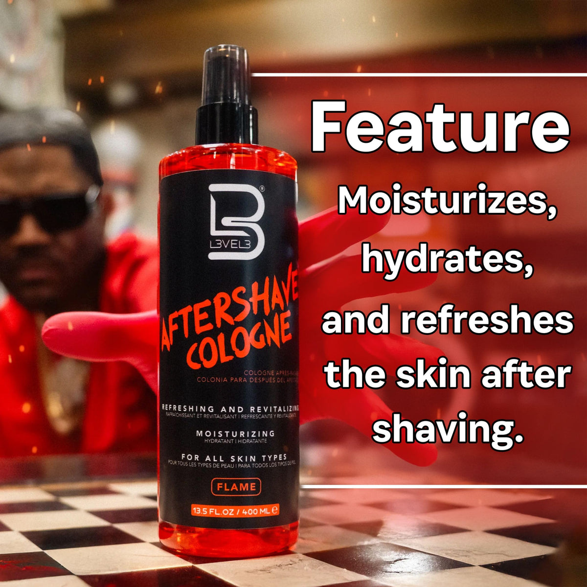 L3 Level 3 after shave bottle packaging details