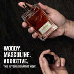 Viking Revolution Sandalwood premium perfume for men illustrating the elegant clear glass spray bottle architecture