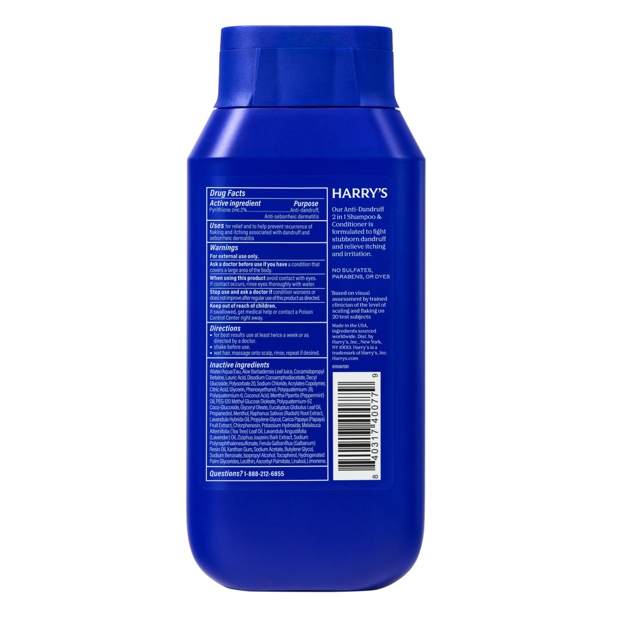 Close up of Harry's shampoo bottle texture and branding